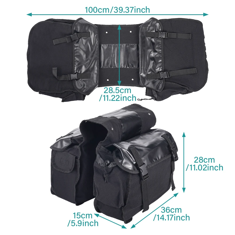 Motorcycle Saddlebag Double Sided Expandable Canvas Hanging Bag Wear Resistant Bicycle Outdoor Travel Storage Accessories