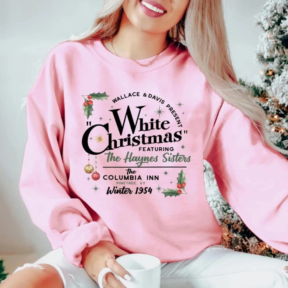 

Белые рождественские толстовки из фильмов, рождественский праздничный свитер, белый рождественский фильм 1954, рождественские топы, толстовки с капюшоном для сестер, женские