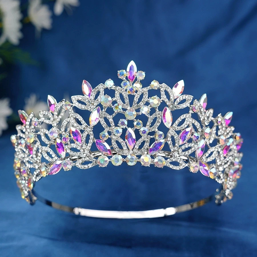 Baroque Princess Queen Bridal Crystal Crown Headpiece for Wedding Birthday Performance Banquet Evening Dress Accessory