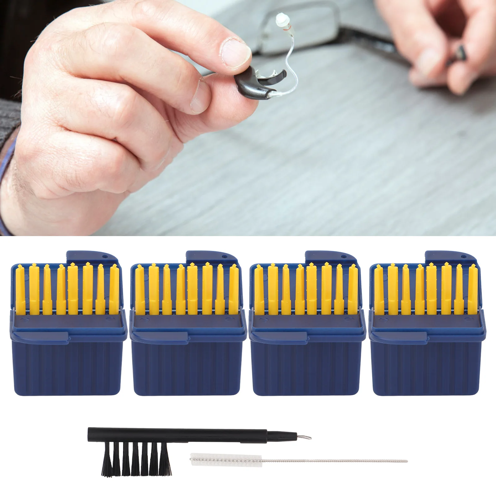 4 packs 34pcs Wax Guard Filters Cleaning Tool Hearing Aid Wax Guard Filters for Starkey Clear Hearing amplifier Brush Set