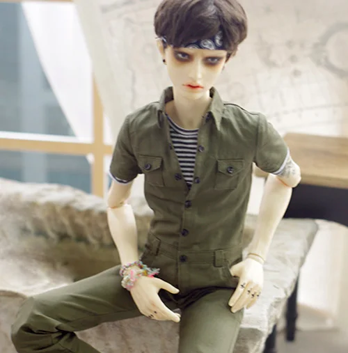 D03-P635 children toy BJD DD SD MSD   uncle SD13 SD17 doll's Photo props clothes Green Khaki One Piece Cropped Pants 1pcs