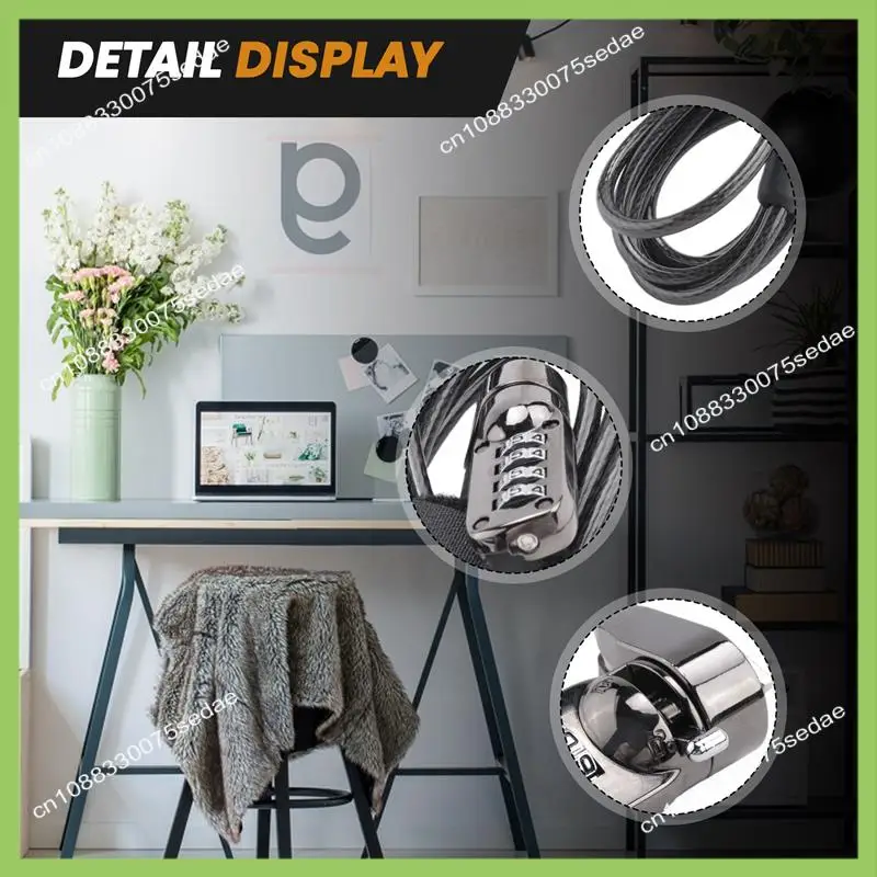 Y19A الأمن المضادة للسرقة مزيج الكمبيوتر المحمول قفل كابل الكمبيوتر المحمول 4 أرقام قفل بكلمة مرور