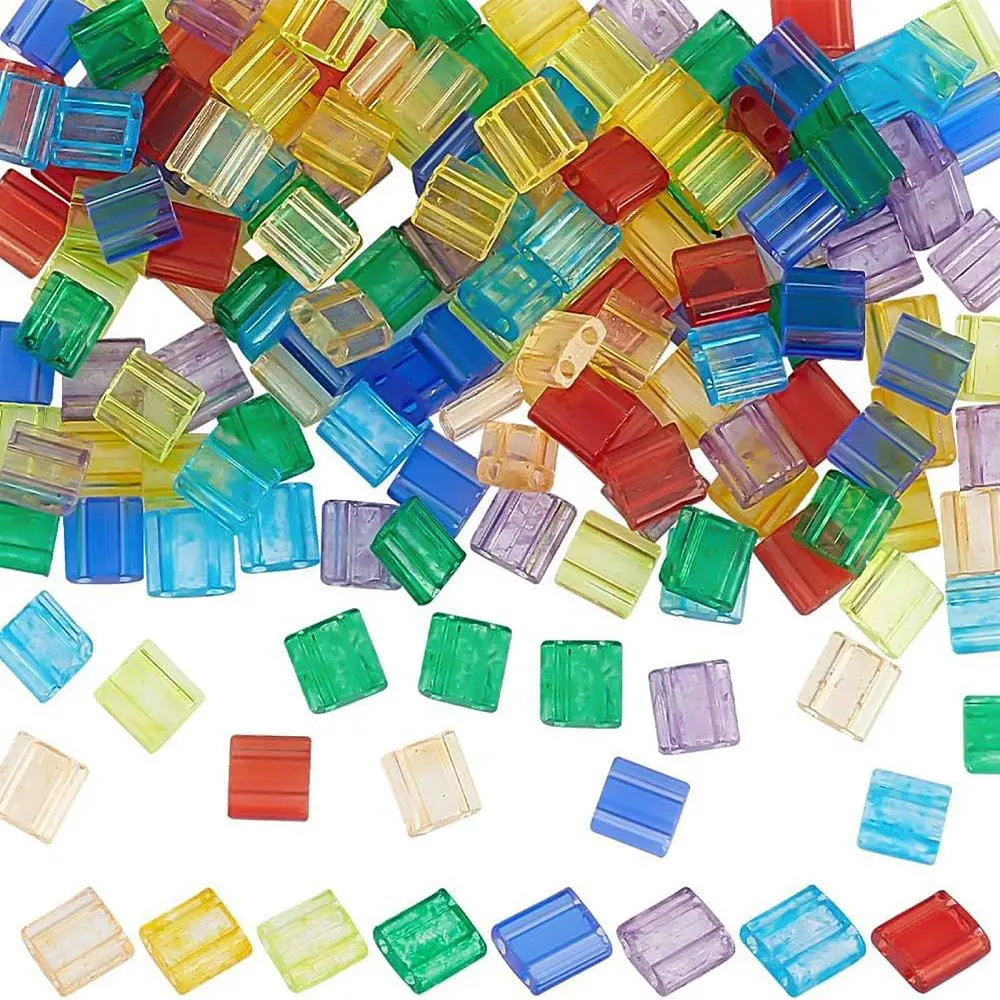 160-pecas-8-cores-contas-de-vidro-transparentes-pintadas-com-2-furos-retangulares-cores-mistas-5x45~55x2~25mm-furo-05~08mm