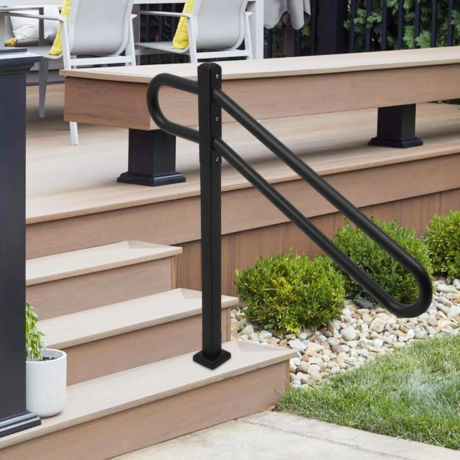 Black Outdoor Safety Handrail High-Quality Iron - Baking Paint+Sandblasting+Welding For Corrosion/Aging Resistance
