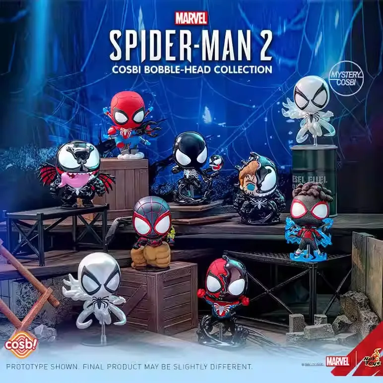 Genuine Hot Toys Cosbi Marvel Spider-Man 2 Spiderman Venom Mini Figure Ornament Boy'S Day Gifts Boyfriend Toys