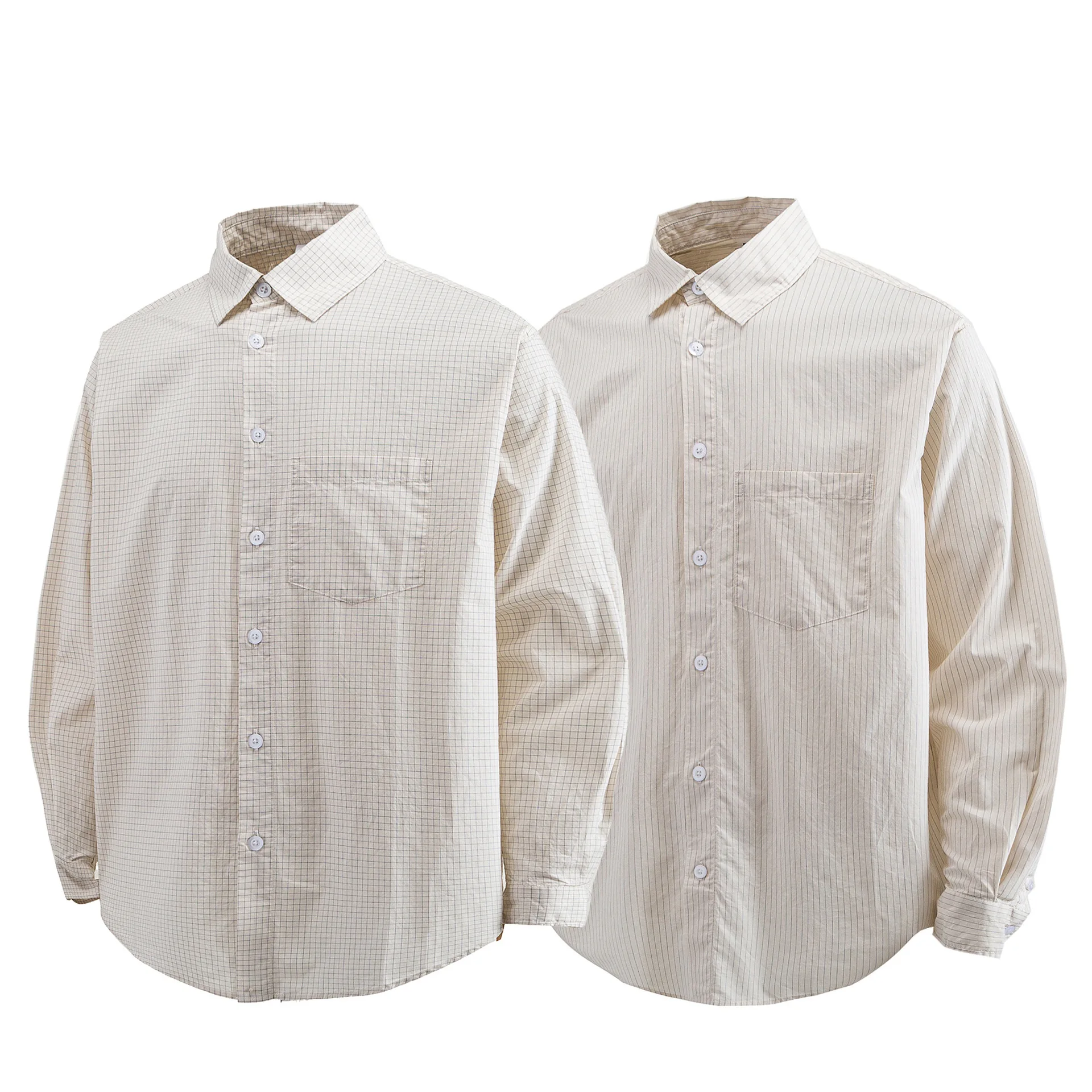 

Japanese Retro Amekaji Plaid Check Striped Long-Sleeve Shirt 100% Cotton Unisex Loose Fit Cotton Utility Shirt for Spring 2026