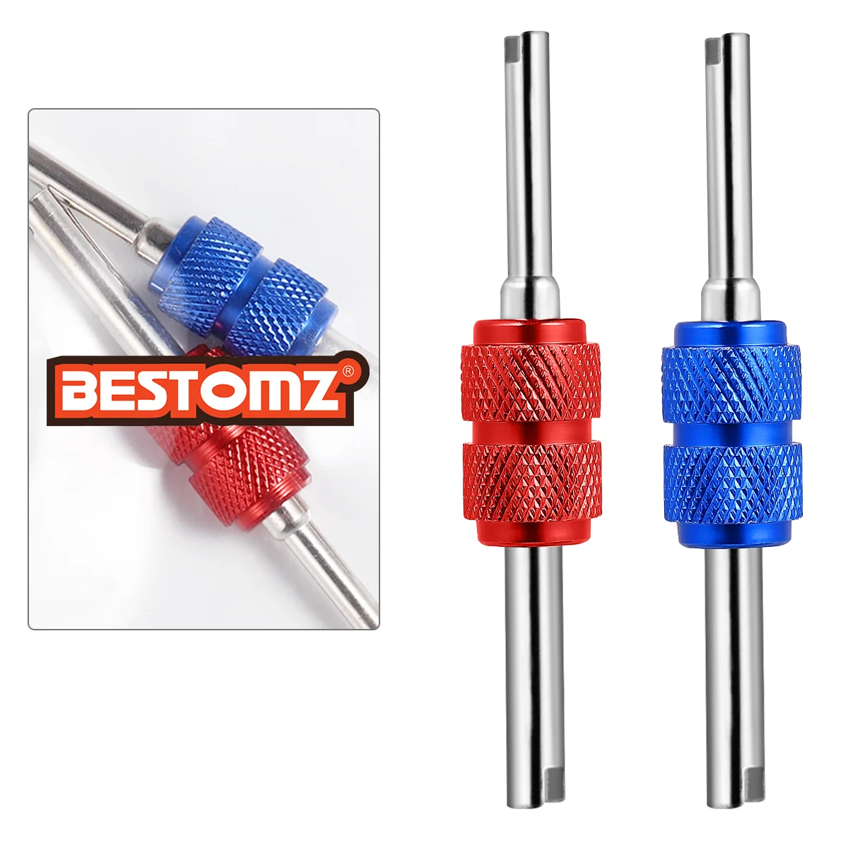 BESTOMZ 2 Pcs Professional Car Tire Stem Core Remover Tool Installer Repair Tool (Red and Blue) stem remover