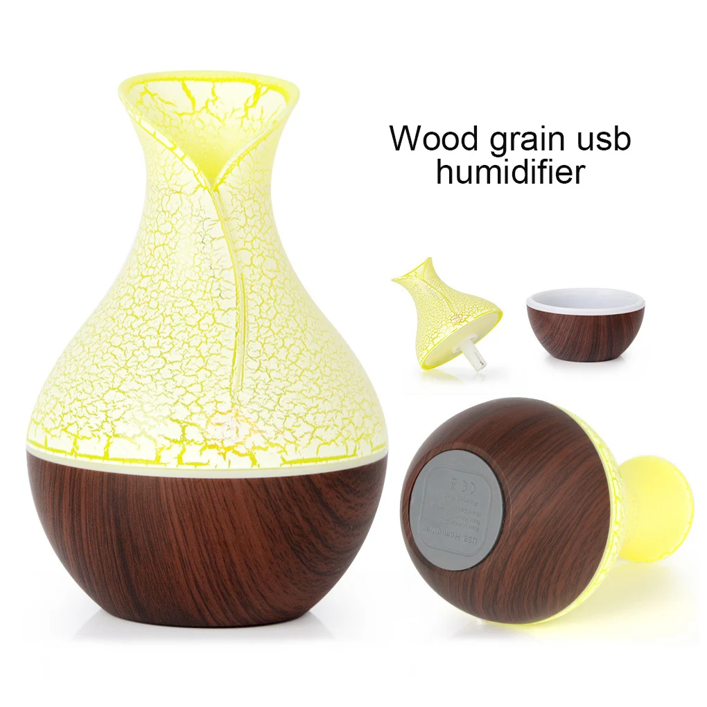 เครื่องเพิ่มความชื้นในอากาศขนาด 130 มล. พร้อมไฟ LED รูปทรงแจกัน เครื่องกระจายกลิ่นหอมไฟฟ้า 7 สี ไฟกลางคืน เสียงเบา เครื่องพ่นไอน้ำสำหรับตกแต่งสำนักงานและห้องนอน