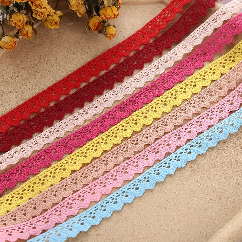 2/5/10 Meter 1,7 cm gehäkelte Baumwoll-Spitzenbänder, handgefertigt, DIY-Nähzubehör, Hochzeit, Weihnachten, Heimdekoration – Detail 4