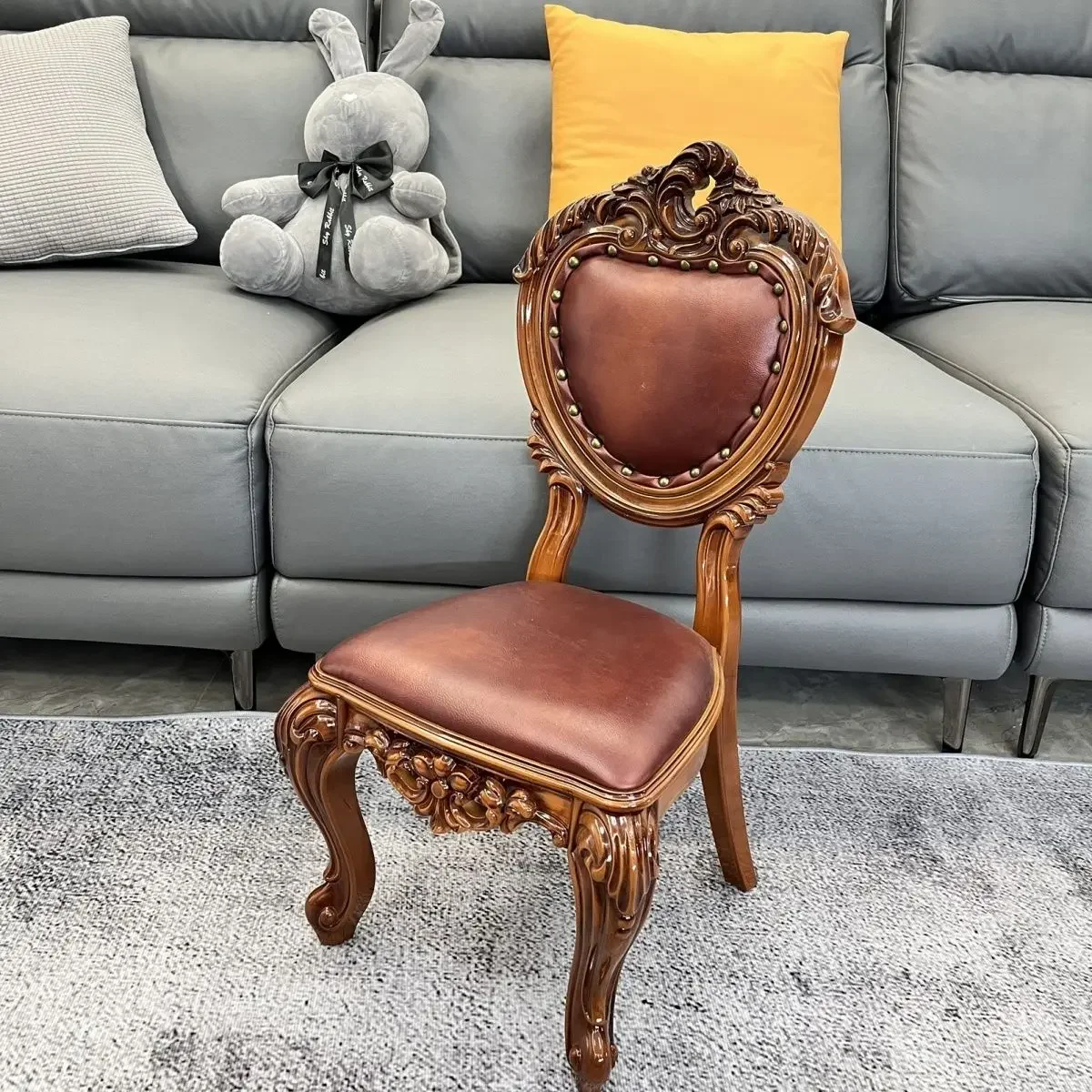 

Low Profile Accent Chair for Study & Living Room, European Style Luxury Durable Armchair, Bedroom Single Vanity Chair with