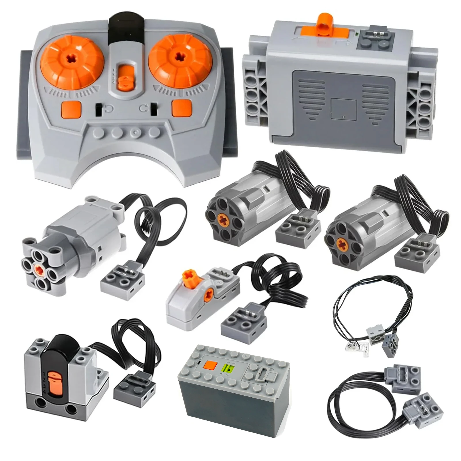 

M/L Motor MOC Blocks Set Высокотехнологичные детали Мощные функции с инфракрасным пультом дистанционного управления + удлинитель батарейного отсека PF Bricks DIY Toys