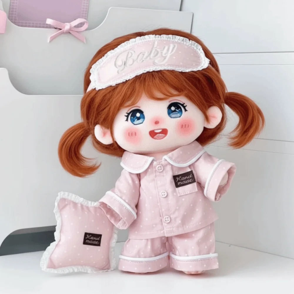 1 set Pyjama's 20 cm Katoenen Poppenkleertjes Oogmasker met Kussen Katoenen Poppenkleertjes Mode Outfit Pluche Poppenkleertjes