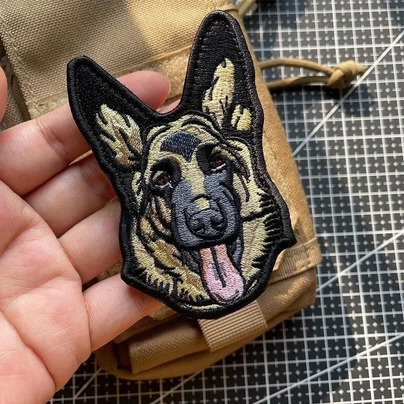 German Shepherd Reflective Embroidery Patches Hook&Loop Fastener Cute Cutu Dog K9 DIY Morale Badge for Clothes Backpack Applique