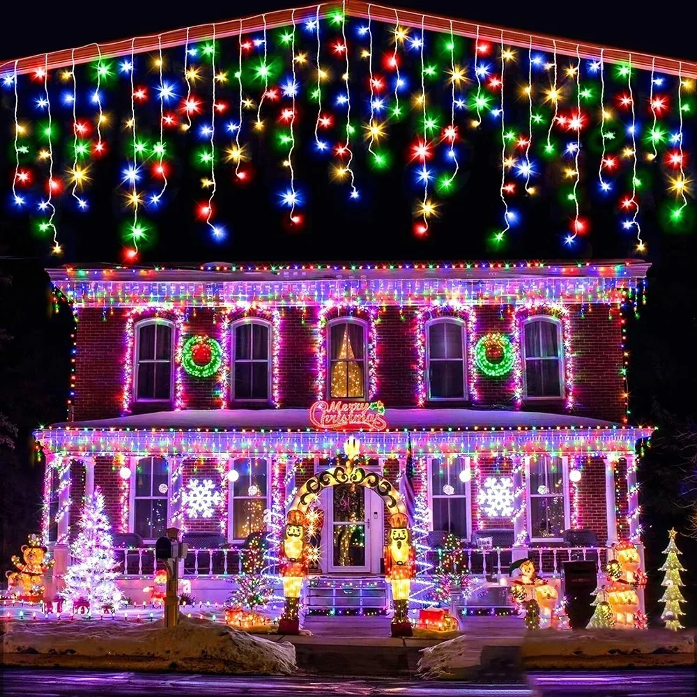 Solarbetriebene Lichterkette für den Außenbereich, Weihnachts-Eiszapfen-Lichter, 8 Leuchtmodi für Weihnachten, Halloween, Hochzeit, Garten, Hof, Dekorationsbeleuchtung – Detail 11