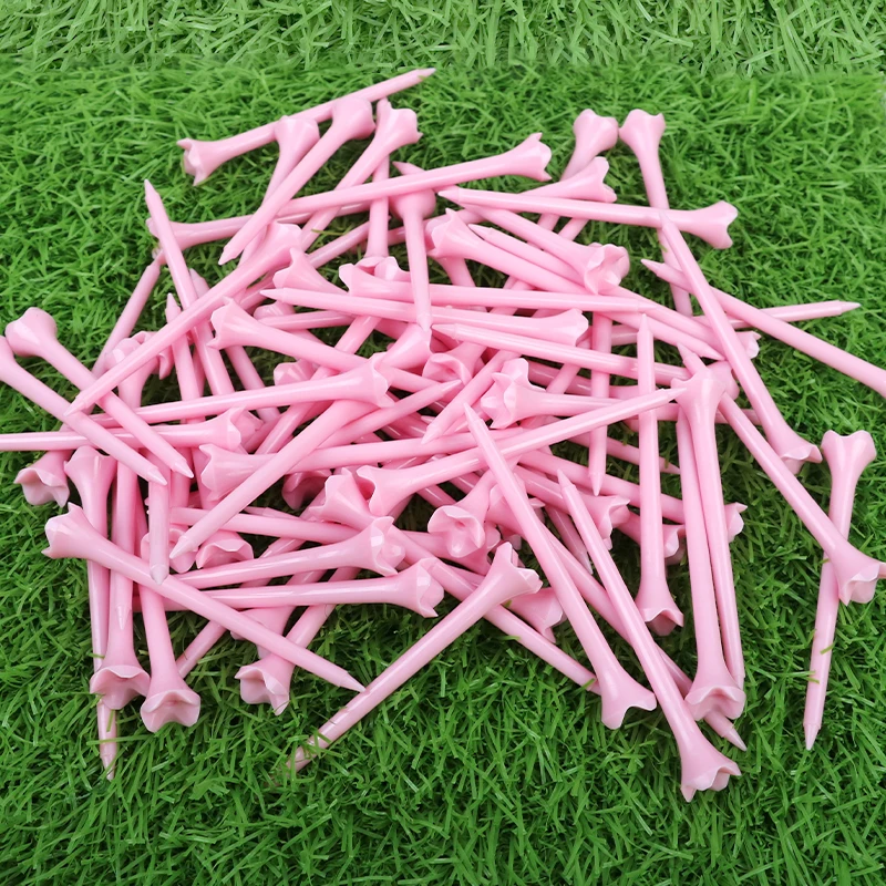 50pc Professional Tee System Plastic Golf Tees 3-1/4'' length Low-Resistance Tip less friction Gift for Golfers White/pink