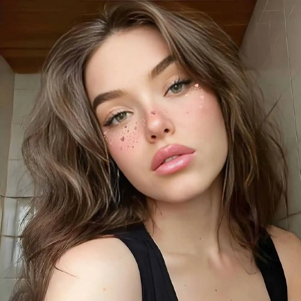 6Pcs Disposable Star Heart Face Temporary Tattoo Long Lasting Convenient Freckle Tattoo DIY Sparkle Face Tattoo Sticker Make Up