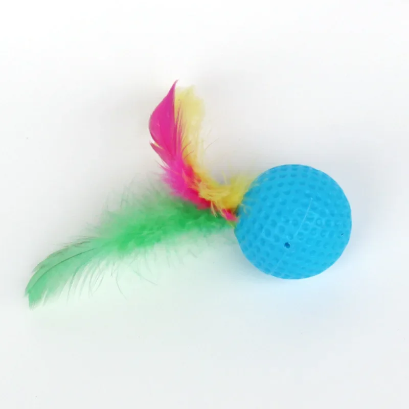 Juguete de bádminton para gato, bola colorida divertida, pluma de captura de sonido, suministros para mascotas, juguetes interactivos para mascotas