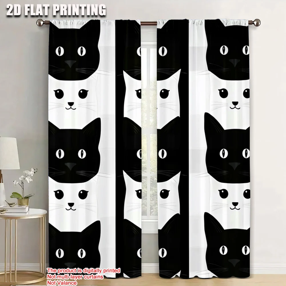 

2pc,Party Window Curtains Cat 1 Fabric,Without Electricity Family Party for Parties and Everyday Decor