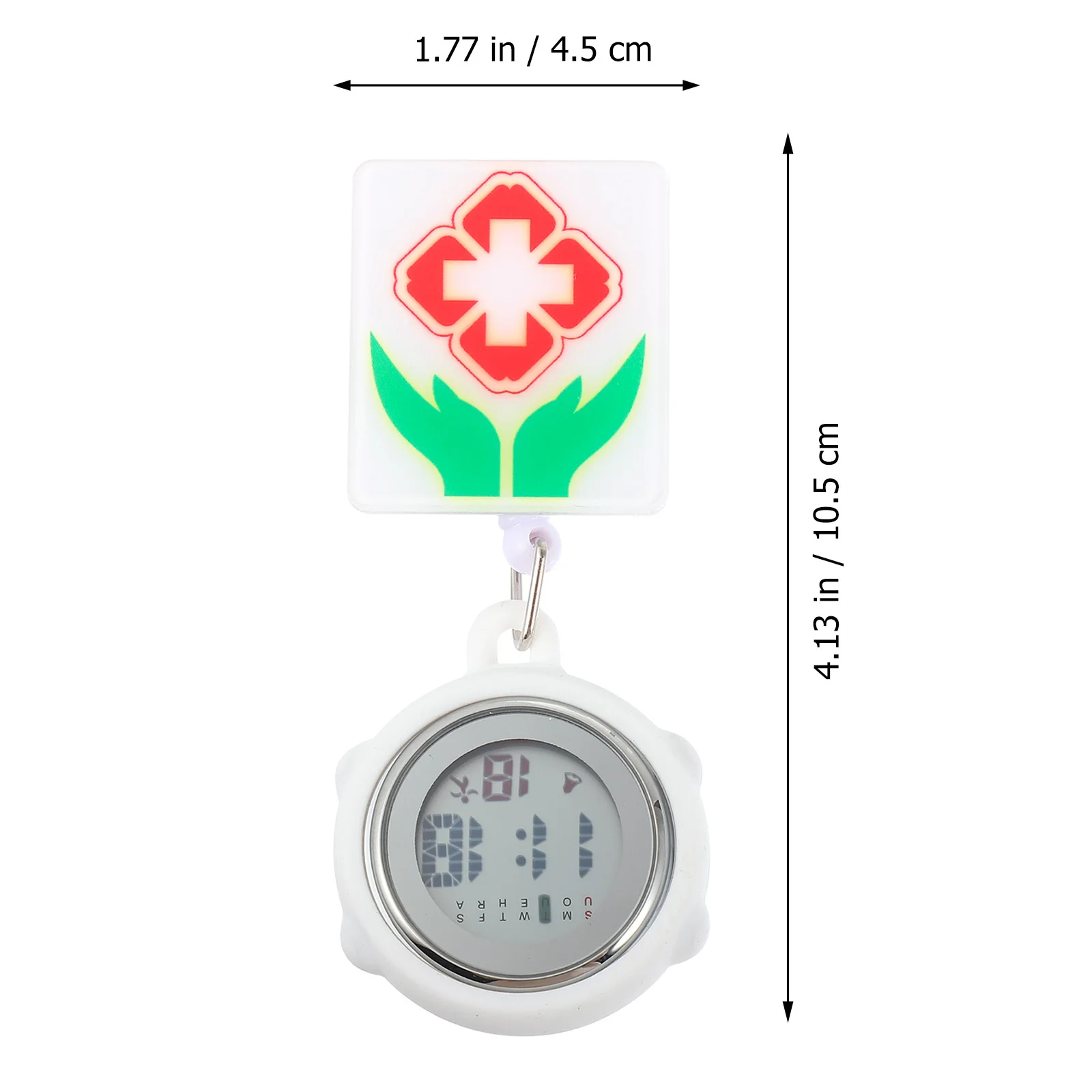 Clip on Digital Nurse Watch Retractable Watch Portable Metal Silicone Multifunction Stopwatch Alarm Date Week Display
