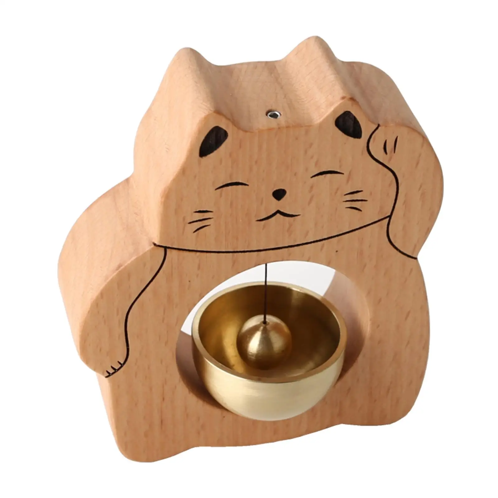 Wood Shopkeepers bells cat Shape Hanging bells for Home Cafe Garden Housewarming Decorative