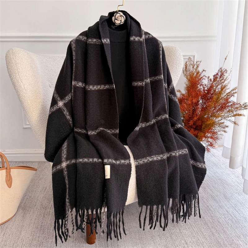 

Bohemian Winter Thick Warm Scarf Women Cashmere Shawl and Wraps Pashmina Neckerchief Bufanda Female Tassel Echarpe Stoles