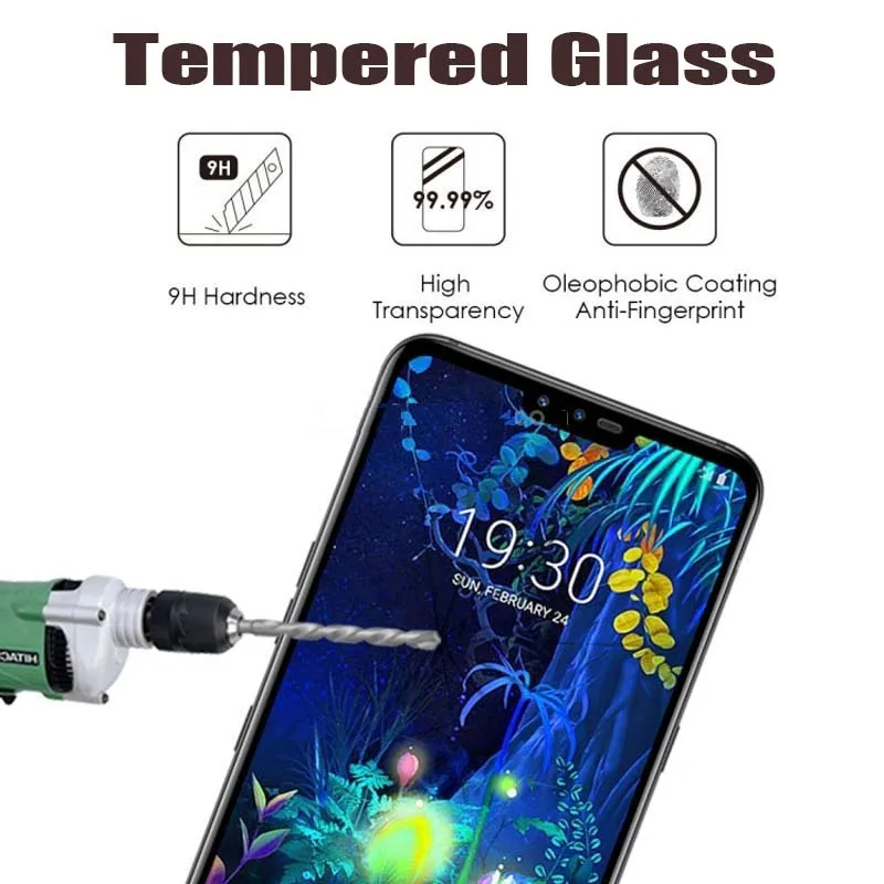 2PC Tempered Glass for LG V50 ThinQ 5G Full Screen Glue HD Film Explosion-proof Phone Screen Protector Glass with Black Frame