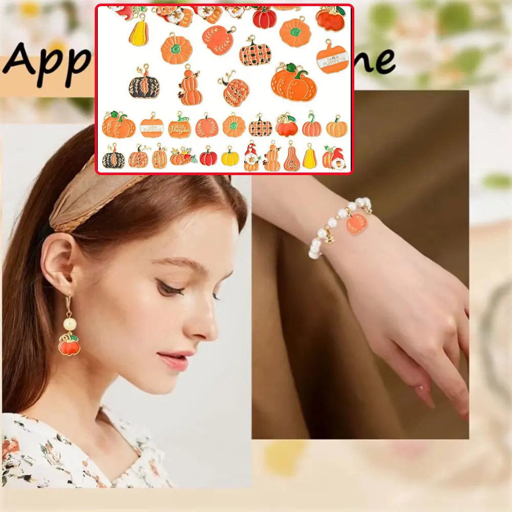 

2/6/12pcs Multi Color Pumpkin Shaped Pendant,DIY Bracelet Thanksgiving Halloween Autumn Harvest Festival Decoration Accessories