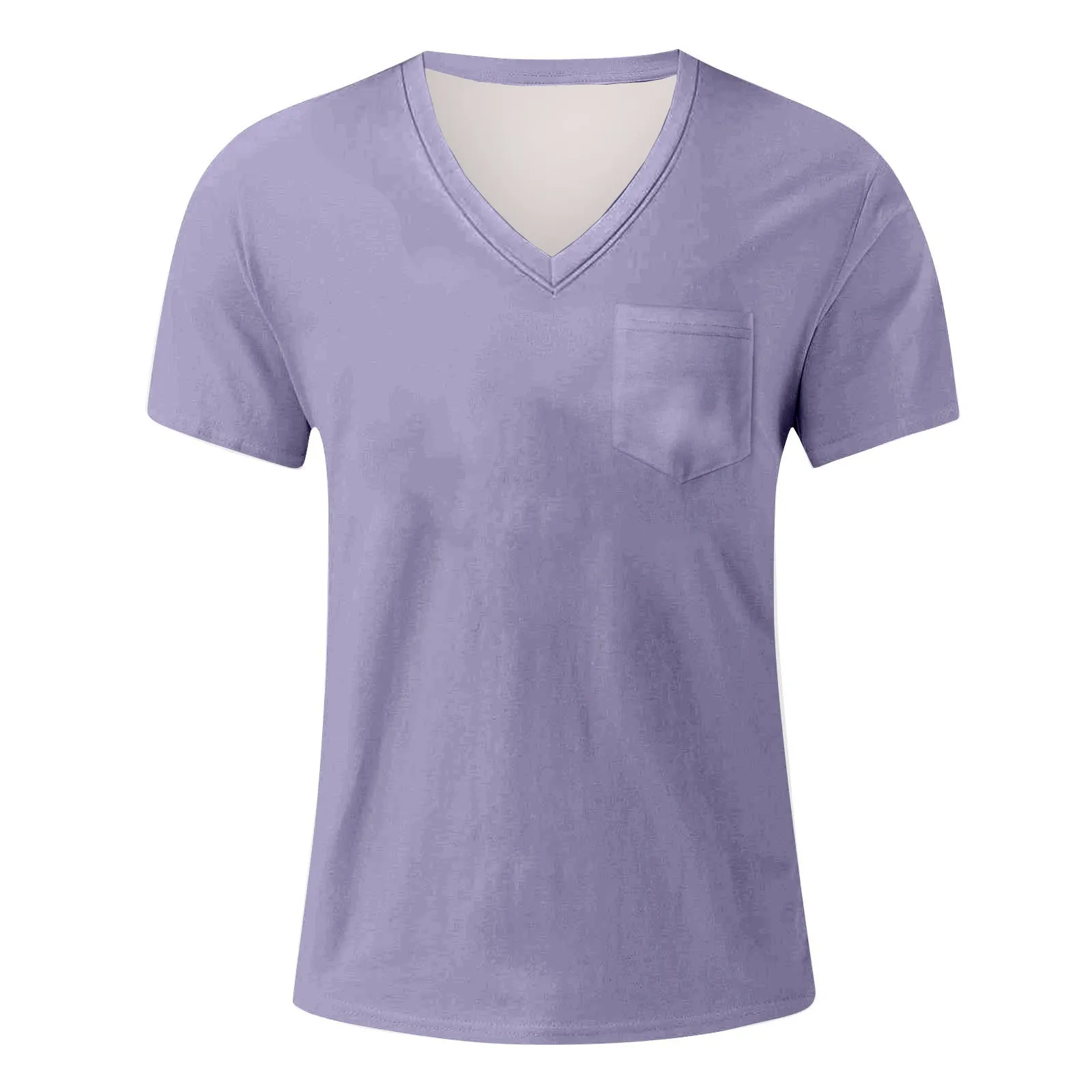

Men'S Pole Shirt Man 2025 Men'S Summer Solid Color V-Neck Loose Pocket Short Sleeve Top New In Tops & Tees Pullover Tops