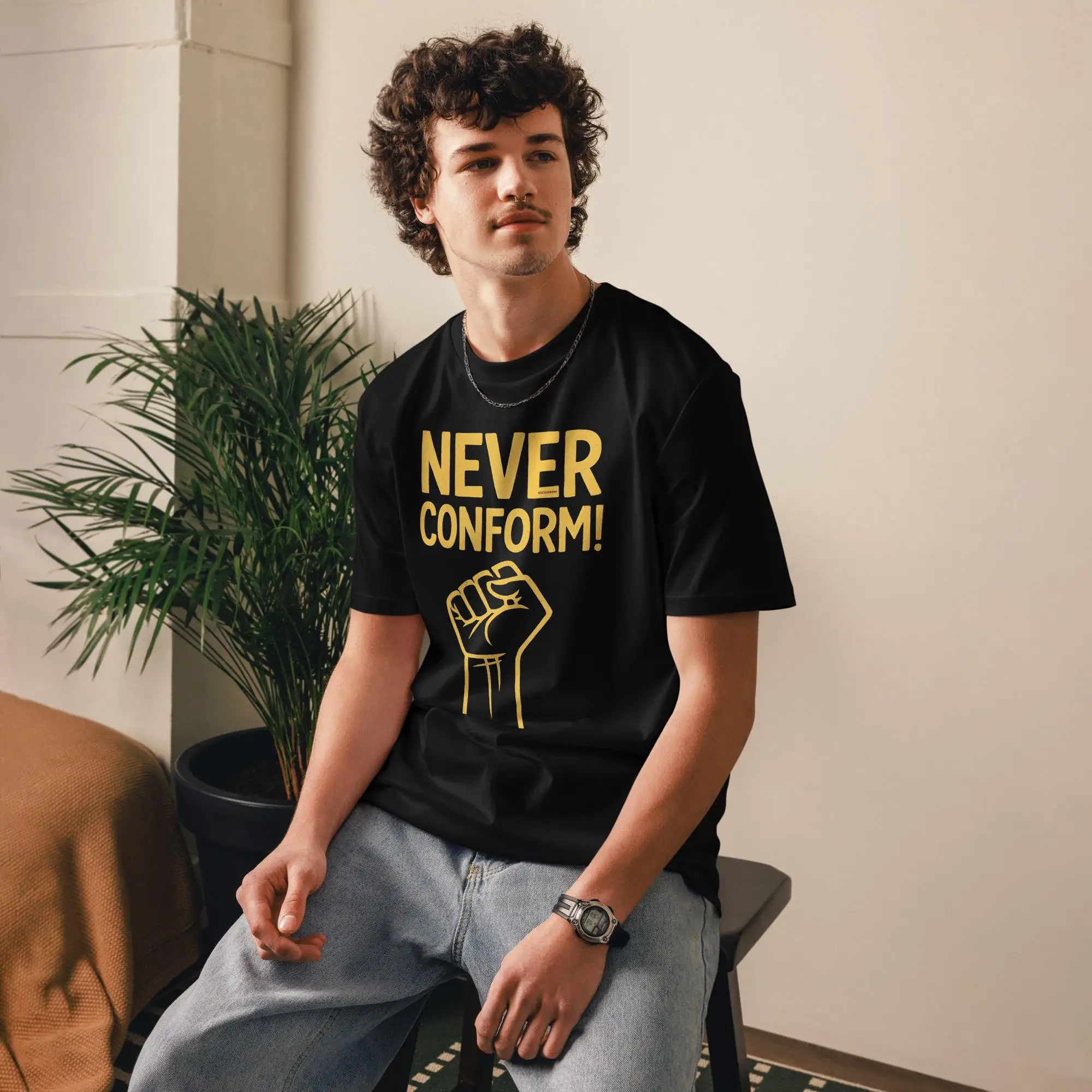 2026 Summer New Men's T-shirts Luxury Printed Top Oversized T-shirt Never Conform T-Shirt Rebel Graphic Tee Empowerment Shirts