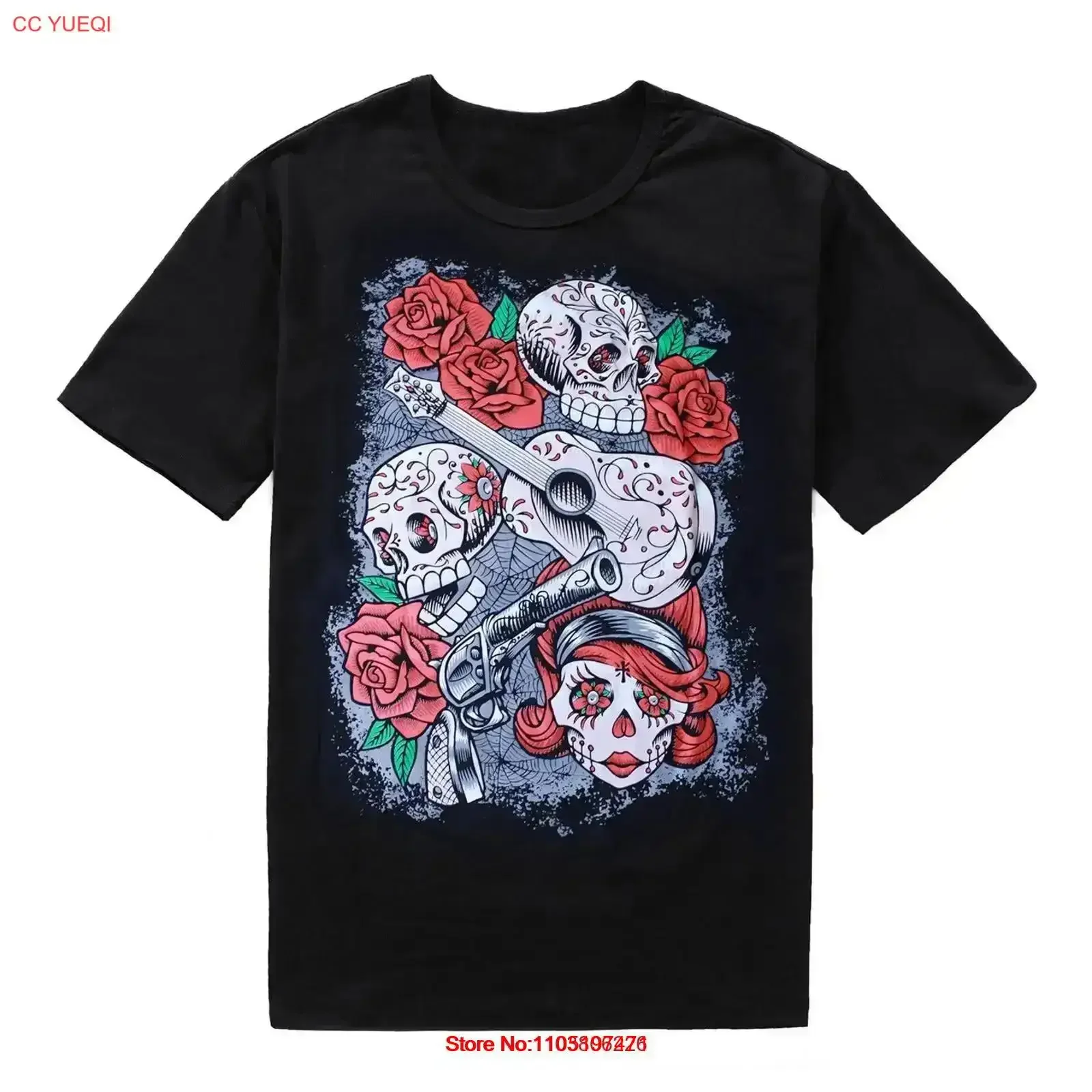 skulls Day of the Dead shirt Dia de los Muertos y2k woot emo punk goth vintage Washed Stretched streetwear Casual Soft  fashion
