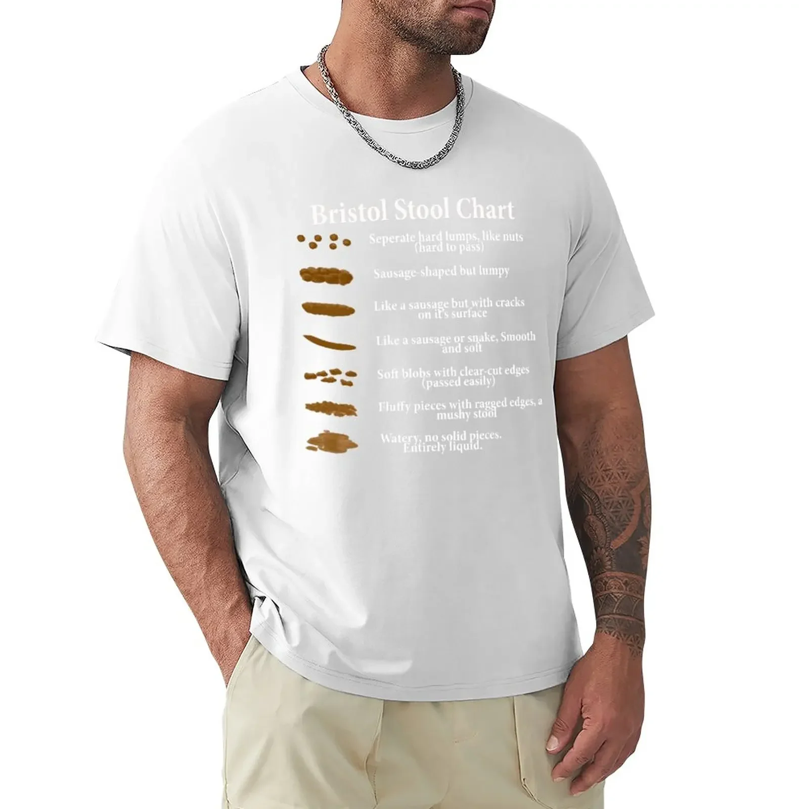 Bristol Stool Chart in White Writing Black Background T-Shirt vintage clothes animal prinfor boys heavyweights men clothings