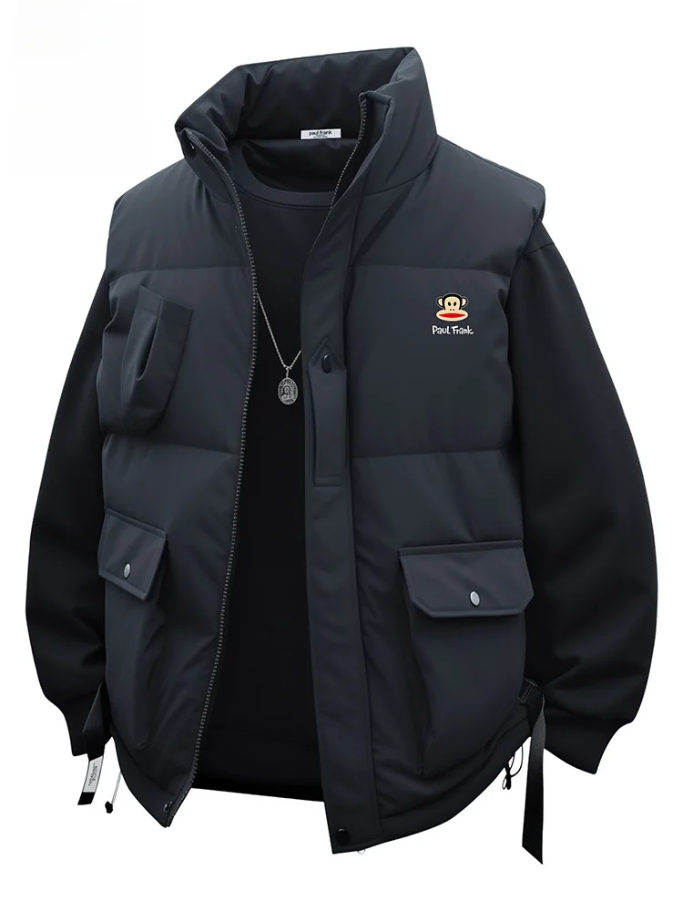 

PaulFrank Winter Thiened Outdoor Men's Vest Warmth Monkey Jaet Zipper Decoration Polyester Fiber Casual Faion