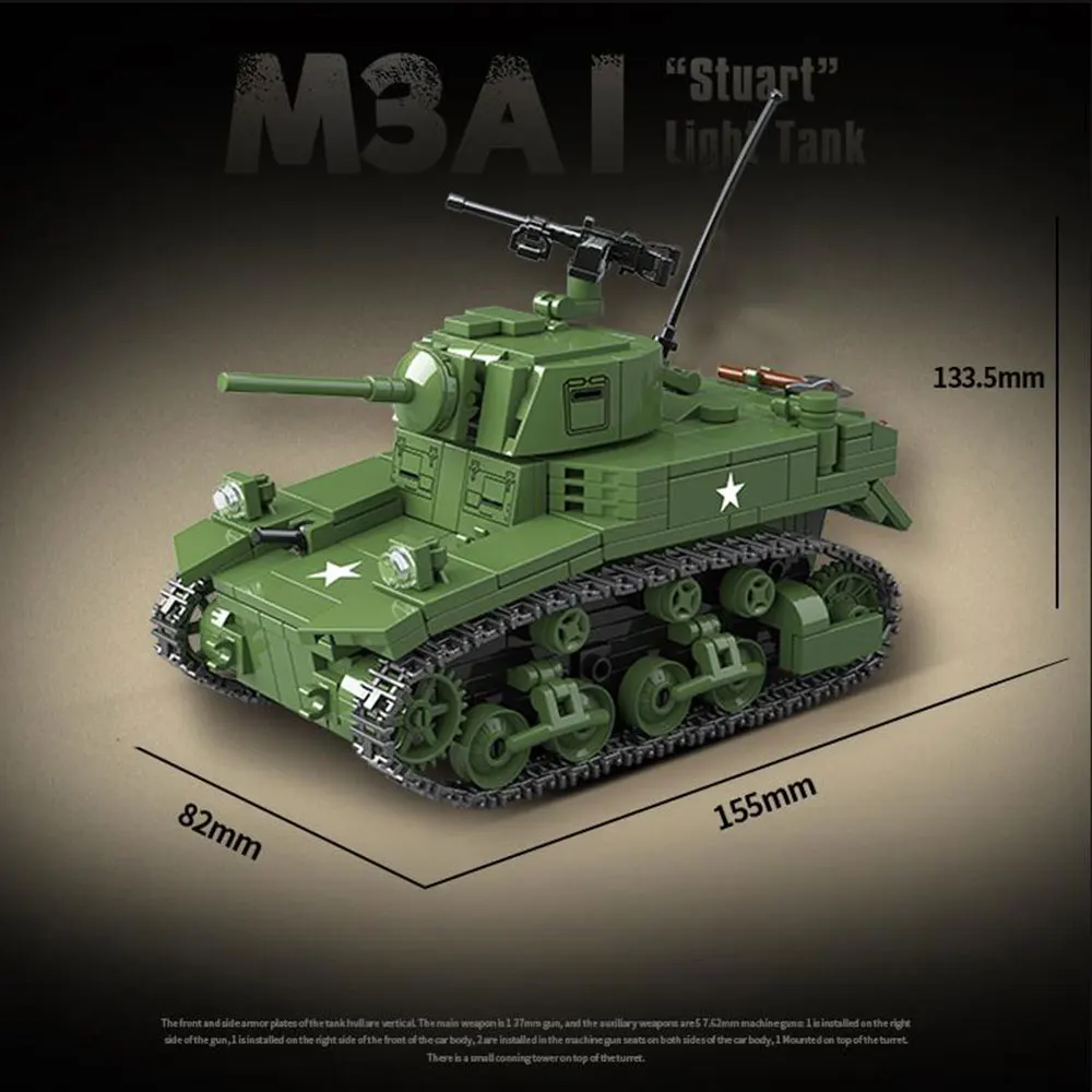 Ww2 Military Tanks Series Stuart Light Tank Tiger Leopard TANK Soldier Building Blocks Bricks Army Children Toys for Boy Gifts