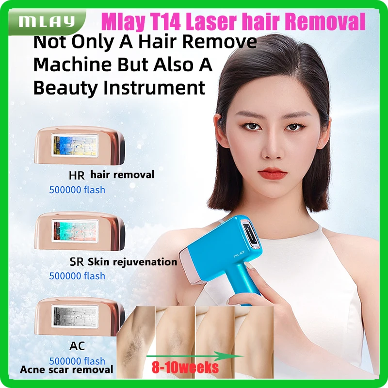 MLAY T14 IPL Laser Epilator for Men & Women Permenent Painless Hair Removal Ice Cooling Device Home Use 3in1 Replaceable Lenses