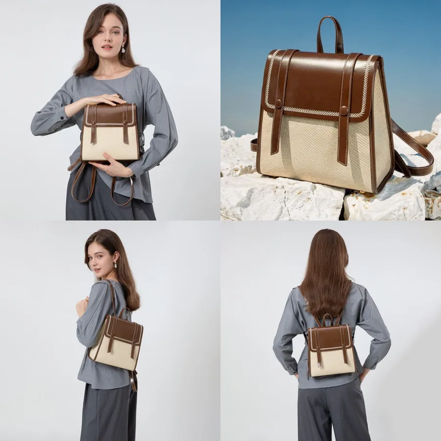 

【New style】2026 new women's bag women's backpack simple niche personality fashionable student design Korean mailman backpack