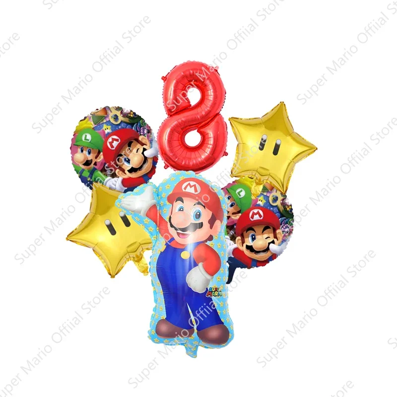 Super Mario Bros Foil Balloon Set Birthday Party Decoration Supplies Cartoon Anime Theme for Wedding Celebrate Christmas Gifts