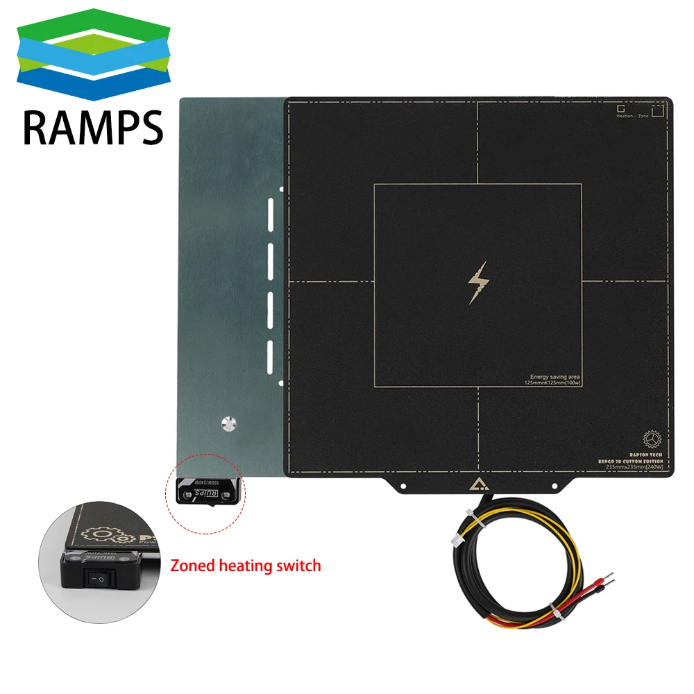 

2023 New Heated Bed For Ender 3 Zonal Heating PCB Aluminum Hot Bed Double-Side PEI Sheet Spring Steel Magnetic Base 235*235MM