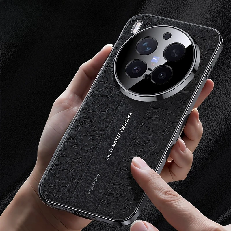 

Luxury Electroplated Leather Case for VIVO X300 pro Stripe Design Extraordinary Master Style Bumper Cover for VIVO X300 Pro