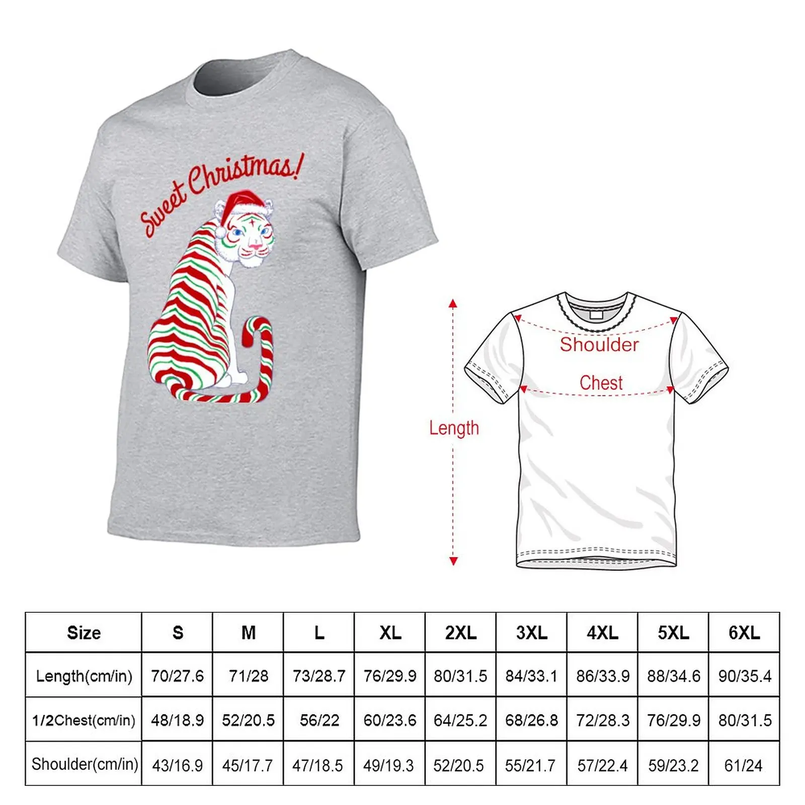 New Sweet Christmas Candy Cane Tiger- Peppermint Holiday T-Shirt tees T-shirt short sublime t shirt men graphic t shirts