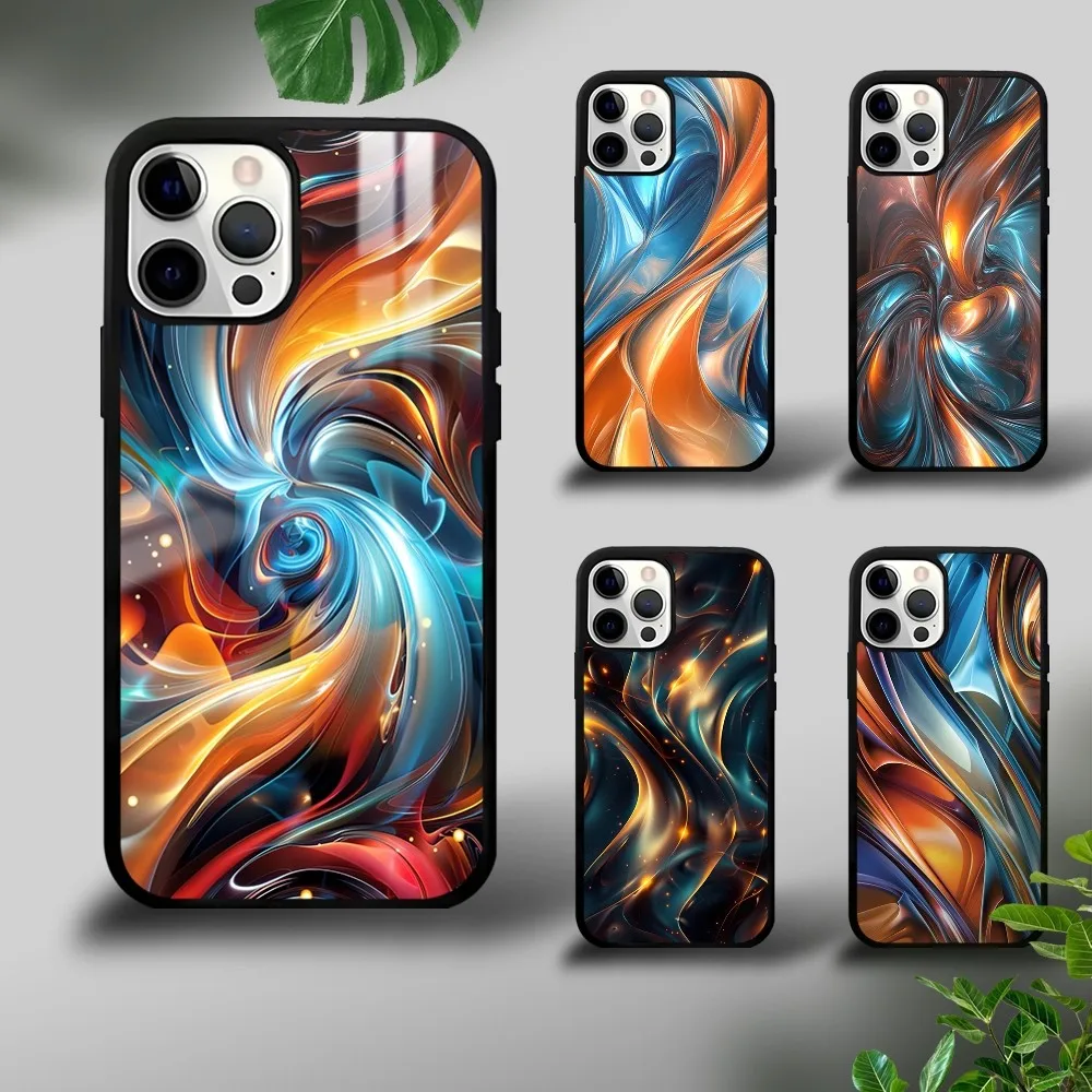 Vibrant Abstract Wave Pattern Phone Case For iPhone 16 15 14 13 12 11 Pro Xs Max Mini Plus Celulares Hard Funda