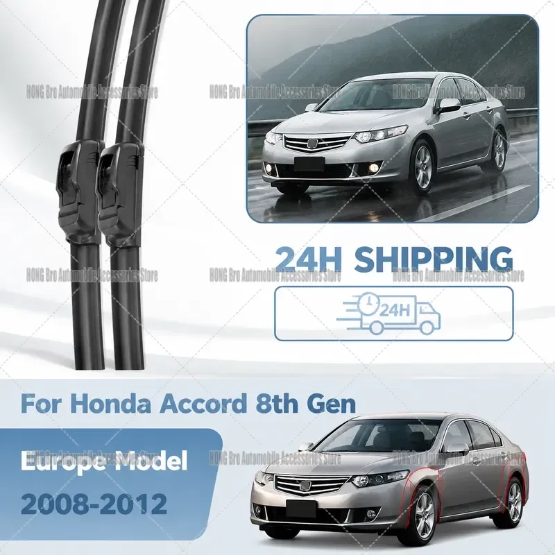 For Honda Accord 8th Gen Europe 2008-2012 Front Windshield Wiper Blades 24+22 Inch Window Screen Replacement Auto Parts