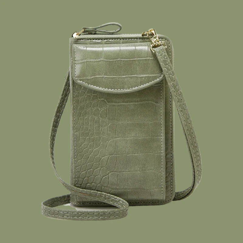 

The new crocodile patterned mobile phone bag can be used for one shoulder crossbody zero wallet large capacity coin bag card bag