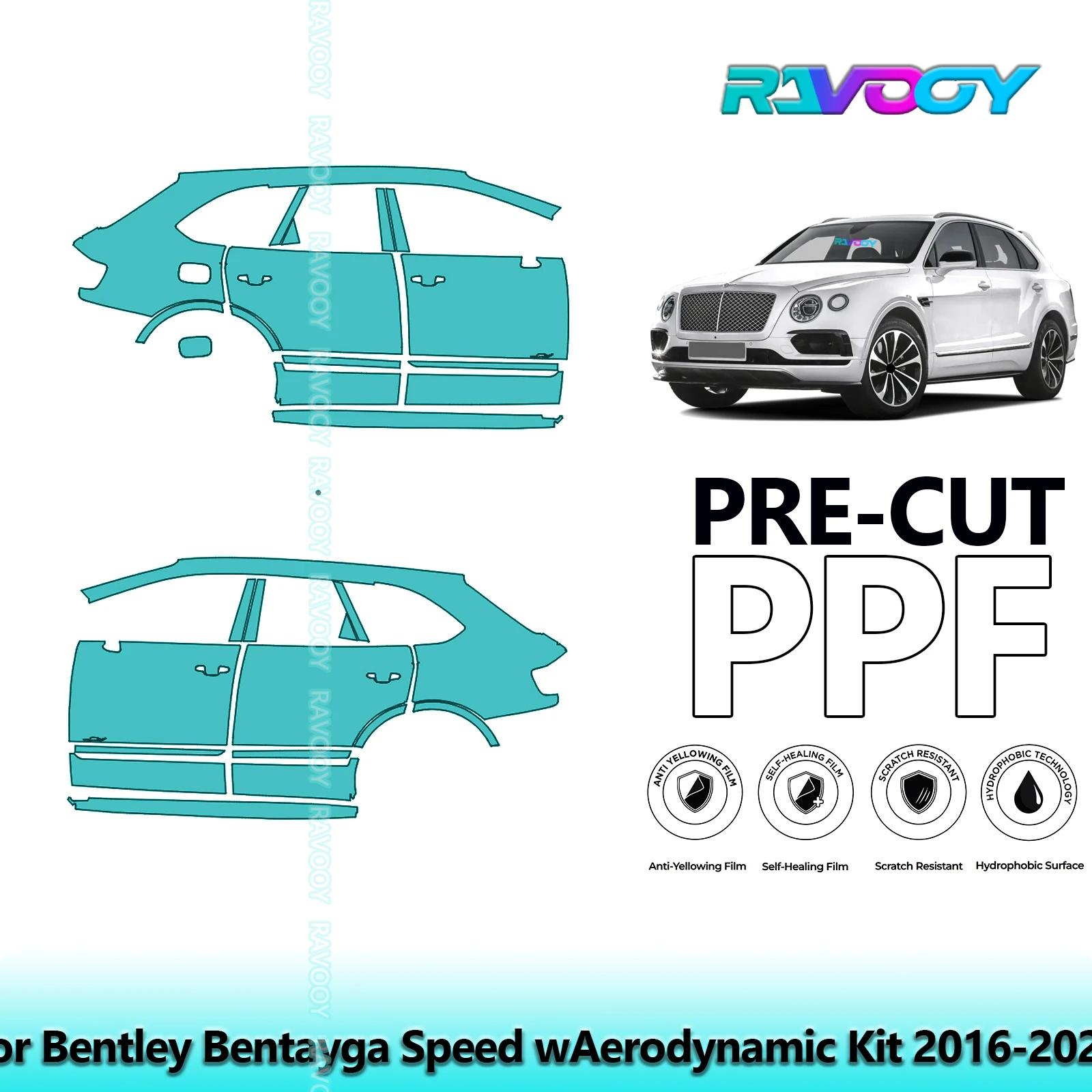 

For Bentley Bentayga Speed wAerodynamic Kit 2016-2020 8.5mil Pre-Cut PPF Door & A/B Pillar Kit TPU Paint Protection Film Set