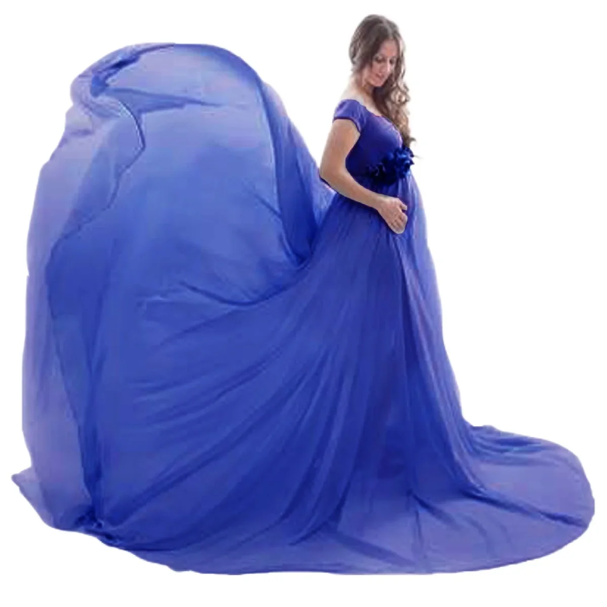 

Maternity Dress for Photography Off Shoulder Chiffon Cotton Gown Maxi Pregnancy Dresses for Photoshoot Baby Shower Cocktail