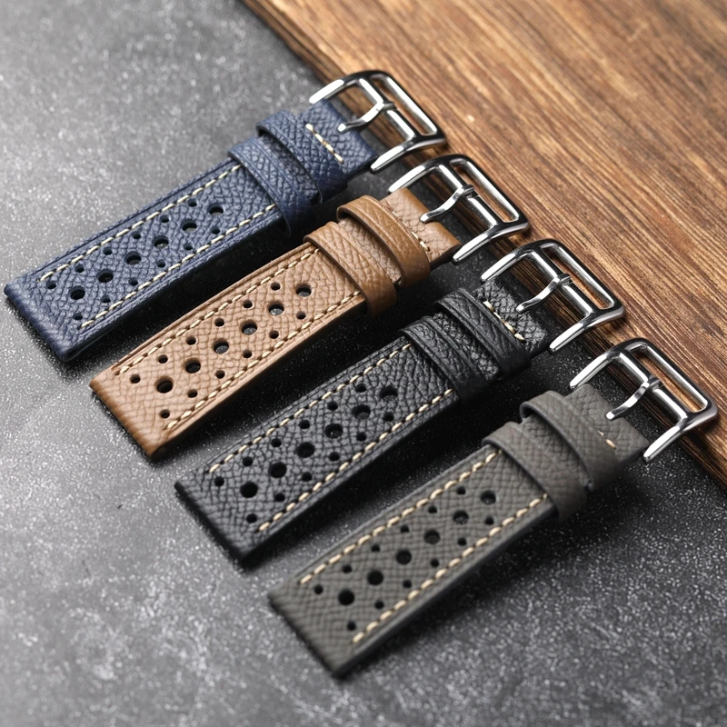 Handmade Palm Grain First Layer Cowhide Leather Watchband 18 19 20 21 22MM Black Brown Gray Men Genuine Leather Soft Style