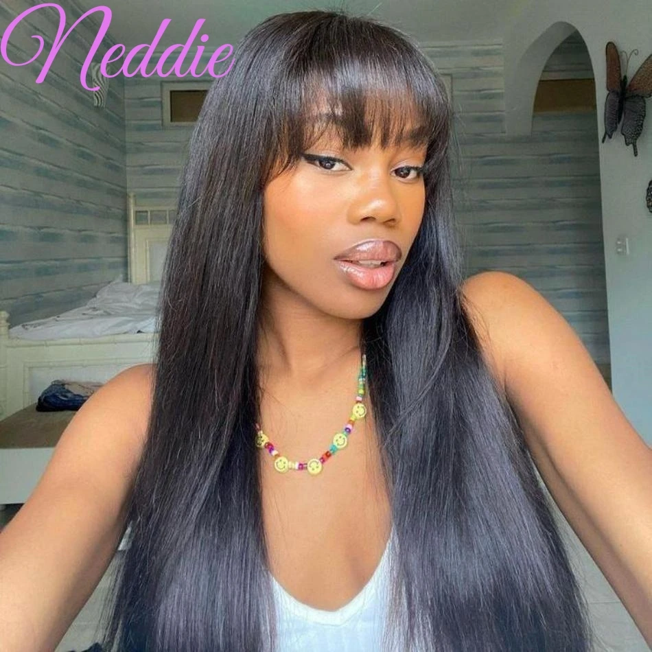 Bone Straight Wigs 3x1 Middle Part Human Hair Wigs With Bangs For Women 30 32 Inch PrePlucked Brazilian Wigs 100% Human Hair Wig