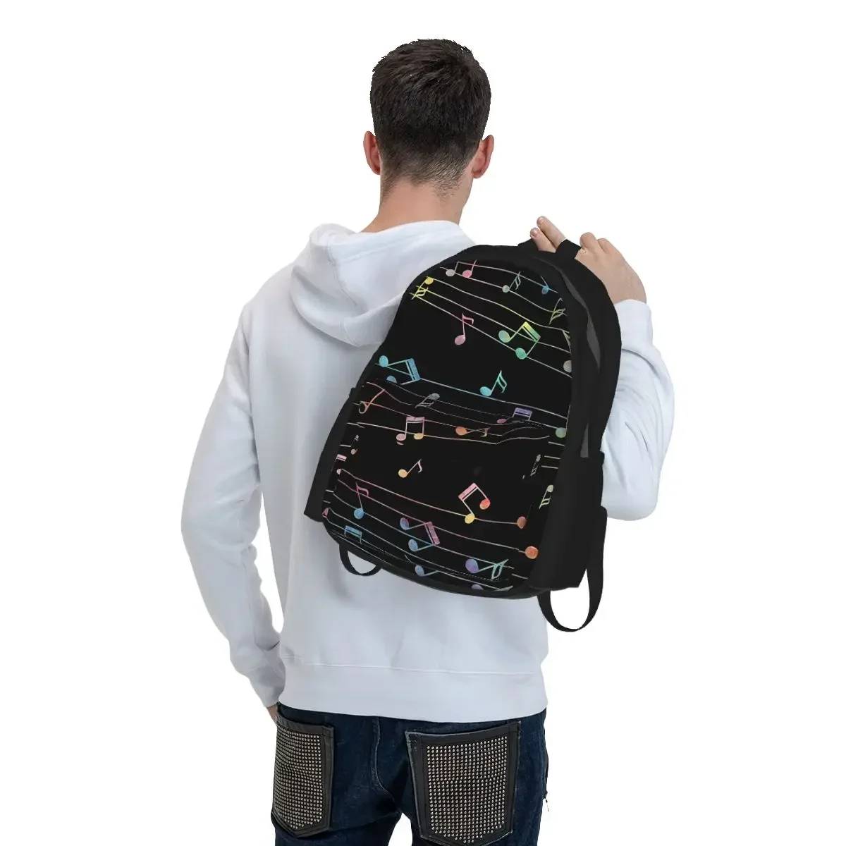 Music Notation Musical Notes Student Backpack School Bag Hiking Travel Daypack for Boys Girls Bookbag Shoulder Bags