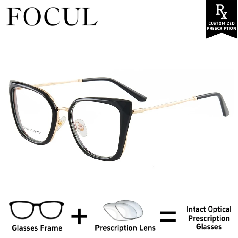 

FOCUL TR90 Currents Design Anti Blue Light Glasses Photochromic Myopia Eyeglasses Women Customized Prescription Optical Eyewear