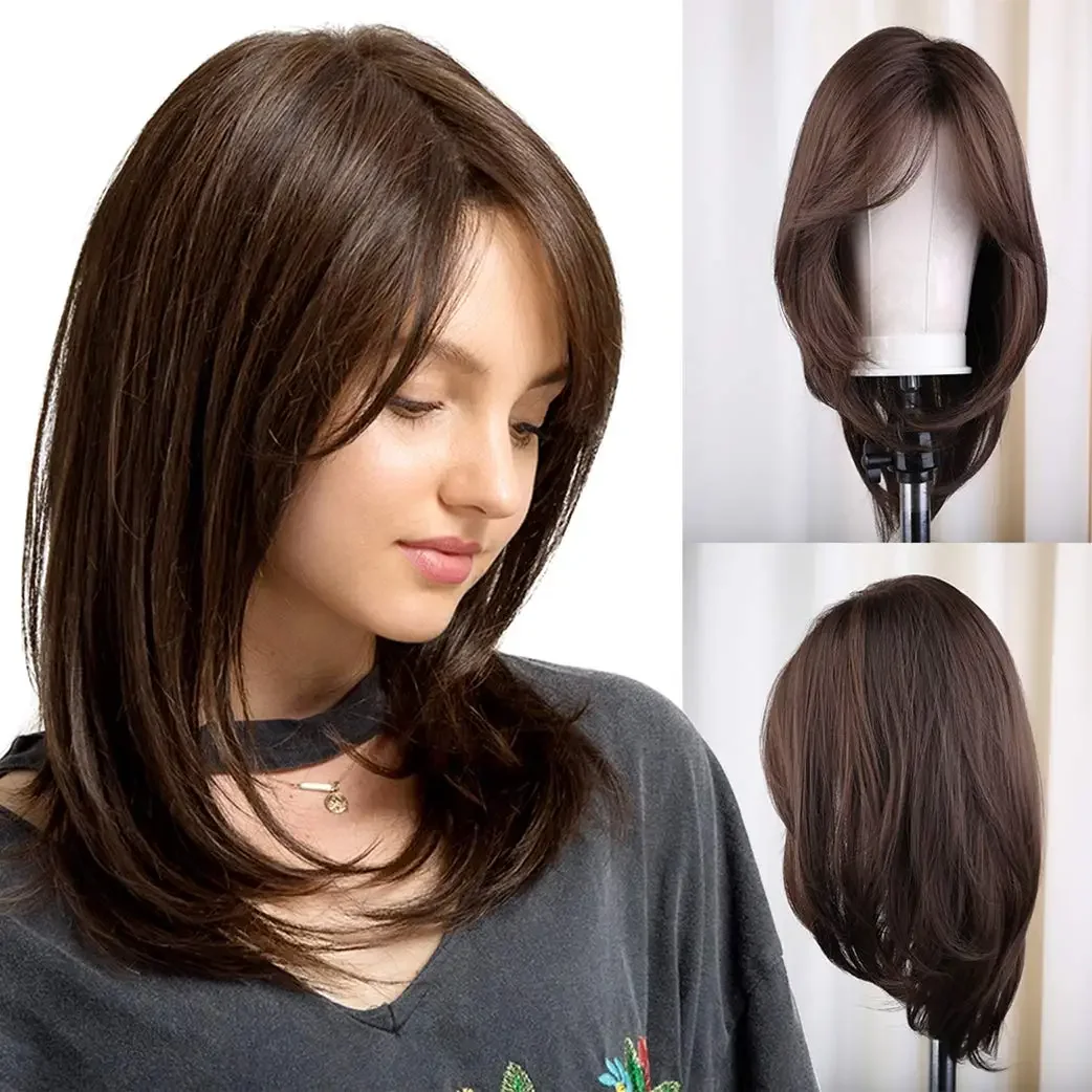 

Soft Brown Glueless 180Density Short Bob Silky Straight Deep Lace Front Wig For Women With Baby Hair Preplucked Daily