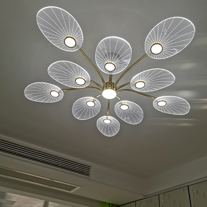 Imagem -06 - Modern Leaf Led Chandelier Iluminação Interior Villa e Villa Ideal Pendant Lamp Salon e Office Hall Designer